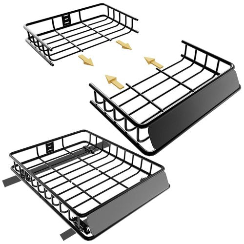 Fruyyzl 51"x36"x5" Roof Rack,Heavy Duty Rooftop Cargo Carrier,Roof Basket with Waterproof Bag,Elastic Net with Attachment Hooks,Ratchet Strap,Universal Roof Rack Fits for SUV Truck