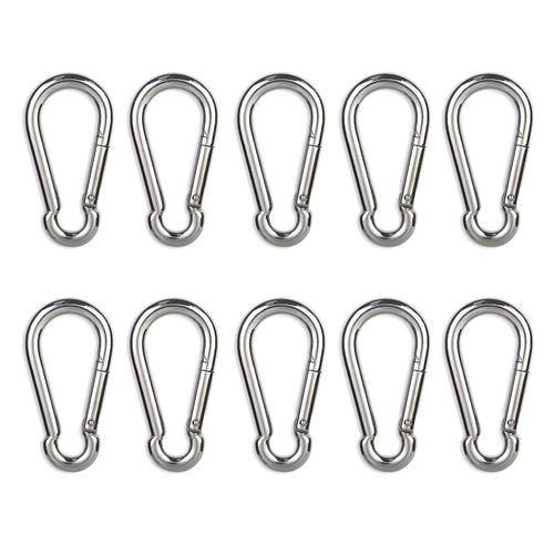 Carabiner Clips, 10PCS 2.36 Inch Stainless Steel Keychain Carabiner. Small Carabiner Clips, Spring Snap Hook, Locking Carabiners Clips for Plant Hanging, Outdoor Camping. 270 lbs.