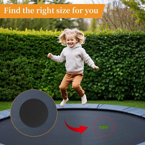 Lyreh 6pcs Trampoline Patch Repair Kit, 3.94x3.94in Self-Adhesive Rubber Trampoline Pad Replacement Parts with Scraper for Holes Tears in Mats Accessories (Round)