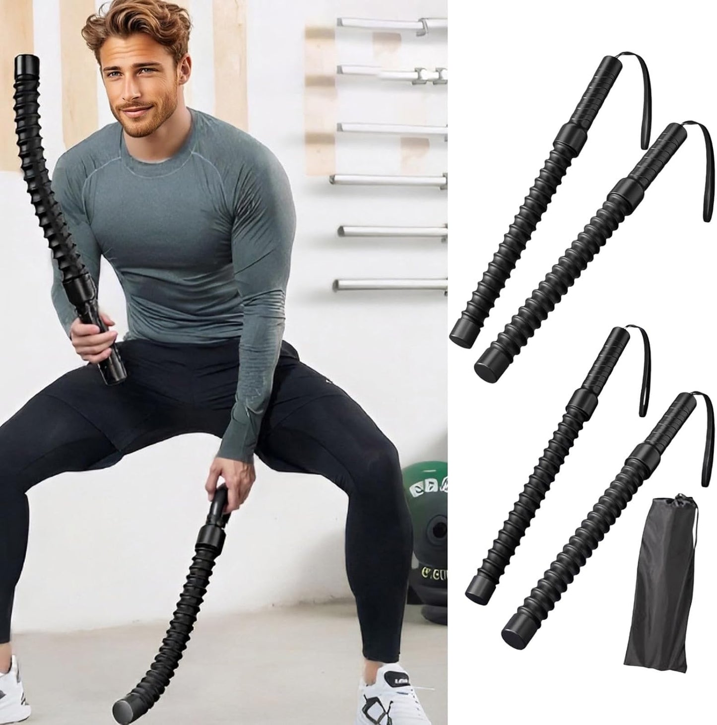 2025 2-Piece Battle Ropes for Home Gym Muscle Building Workout Ropes Portable Strength Conditioning Equipment (Rope with Bag)