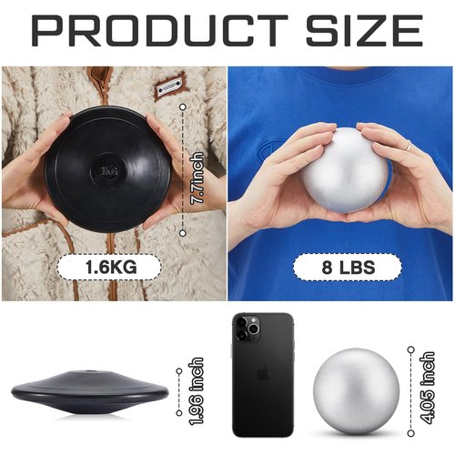 Deekin 2 Pcs Shot Put Rubber Discus 1.6 kg Black Shot Put Ball for School Track and Field Discuses for Outdoor Practice Throwing(12 lb)