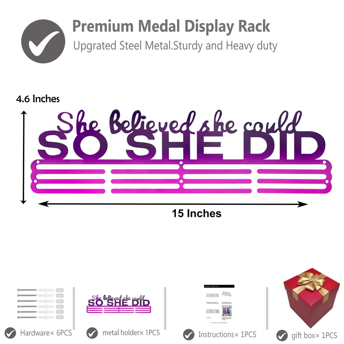 Lapetale Fashion Light Blue Medal Hanger Holder Display Wall Rack Frame Shelf-Medal Hanger Awards Ribbon Cheer,Gymnastics,Soccer,Softball Holder Display Custom Rack