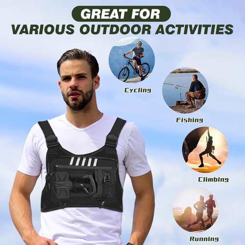Chest Bag for Men Women, Lightweight Running Pack with Chest Holsters Fits Most Pistols, Tactical vest for Sports, Cycling, Workouts