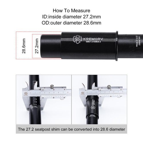 KREMORV Bike Seat Post Shim Bicycle Seat Post Tube Adapter Aluminum Alloy Seatpost Reducing Sleeve for Mountain Bike Road Bike MTB BMX