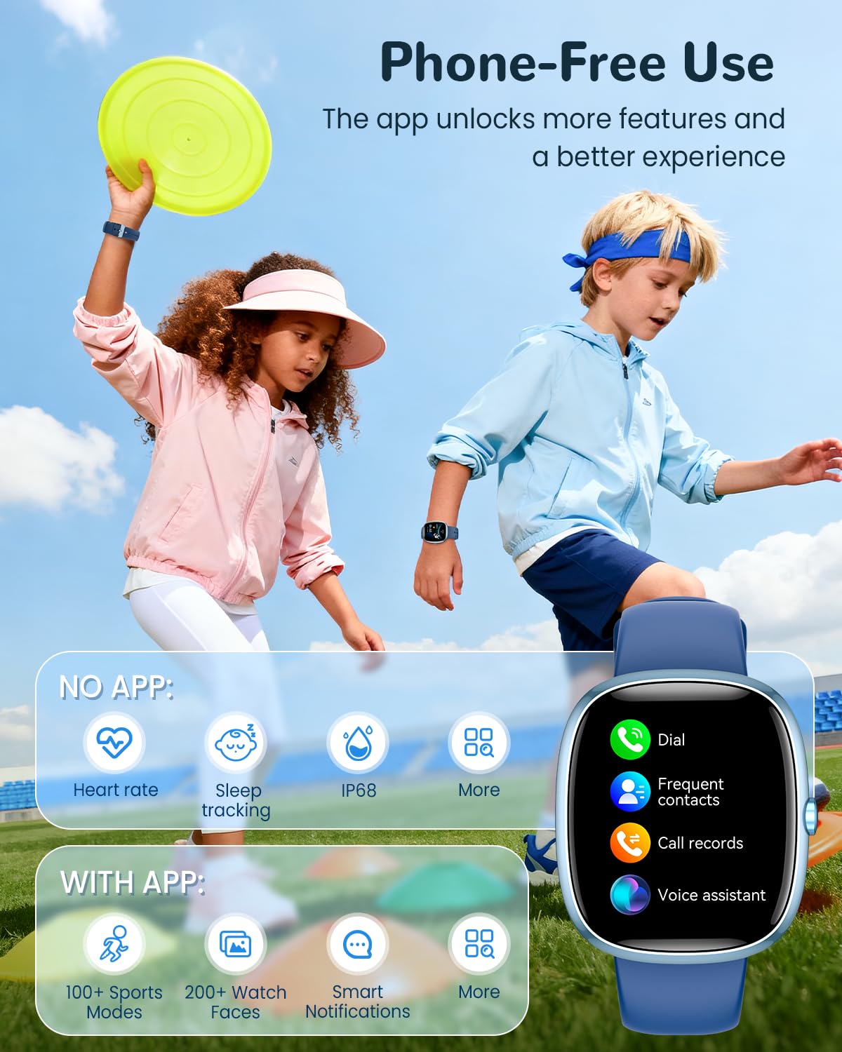 Smart Watch for Kids Girls Gift: No APP No Phone Needed Watch with Heart Rate Sleep Monitor Pedometer, Music Player, Alarm Clock & Timer, 20 Games, Camera-Birthday Gifts for 4-16 Year Olds Boys Blue