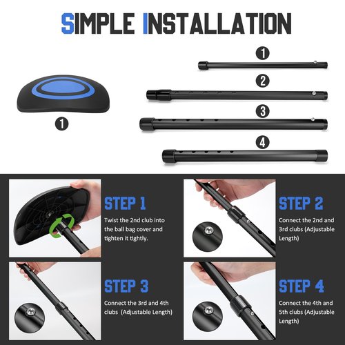 GearRoot Portable Golf Travel Bag Support Pole, Umbrella-Shaped Anti-Impact Support Cover Protector and Aluminum Alloy Rod, Golf Club Travel Bag Support System Protect Clubs from Impact, Blue