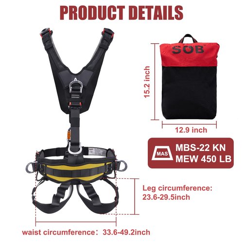 SOB Full Body Climbing Harness Can Be Inverted Thicken Widen Protect Waist Safety Harness Tree Work Rock Climbing Mountaineering Rescuing Work at Height