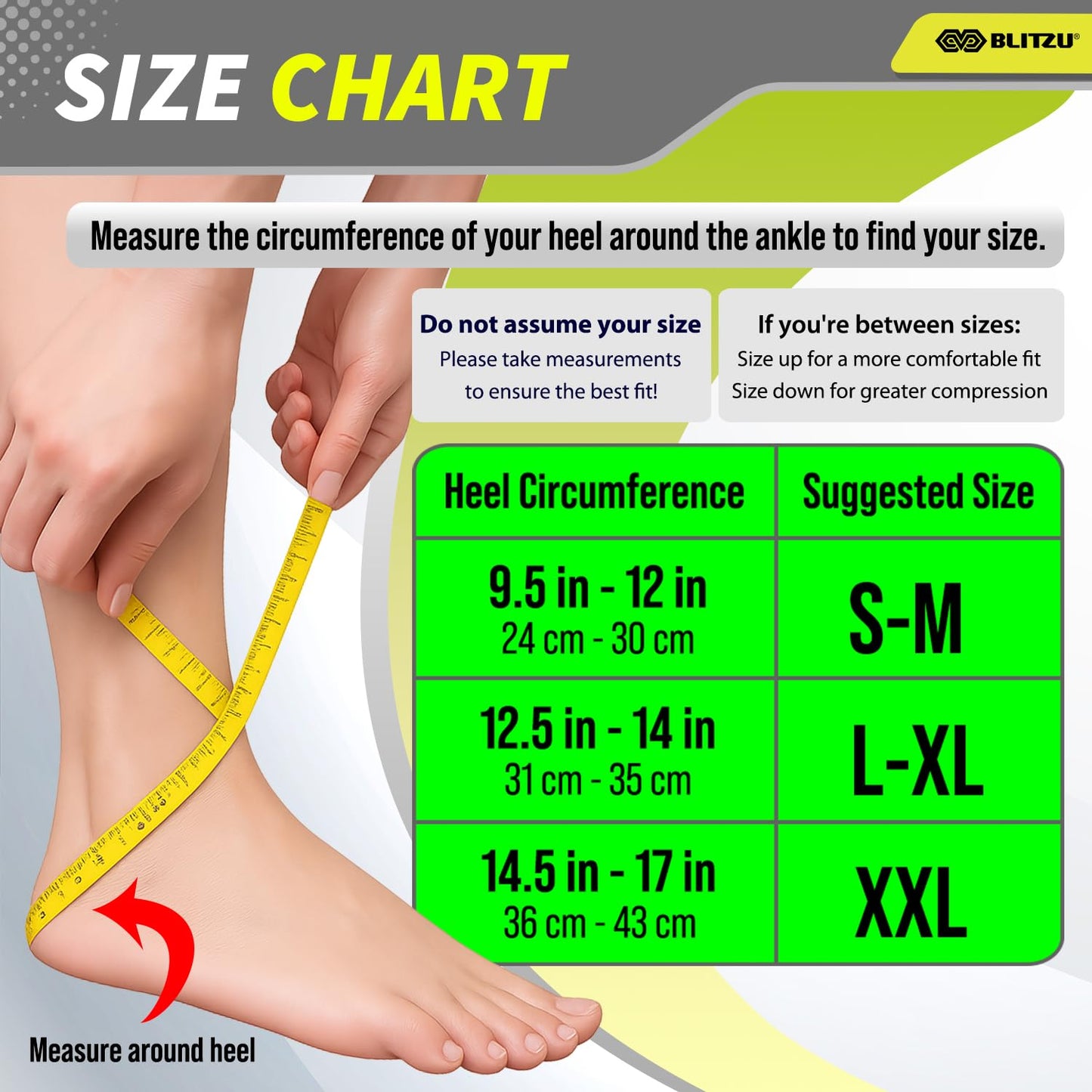 BLITZU Compression Socks for Plantar Fasciitis, Achilles Tendonitis, Arthritis Relief, Ankle Brace Compression Sleeve with Foot Arch Support, Ankle Wrap for Women, Men, Swelling & Heel Pain Blue L-XL