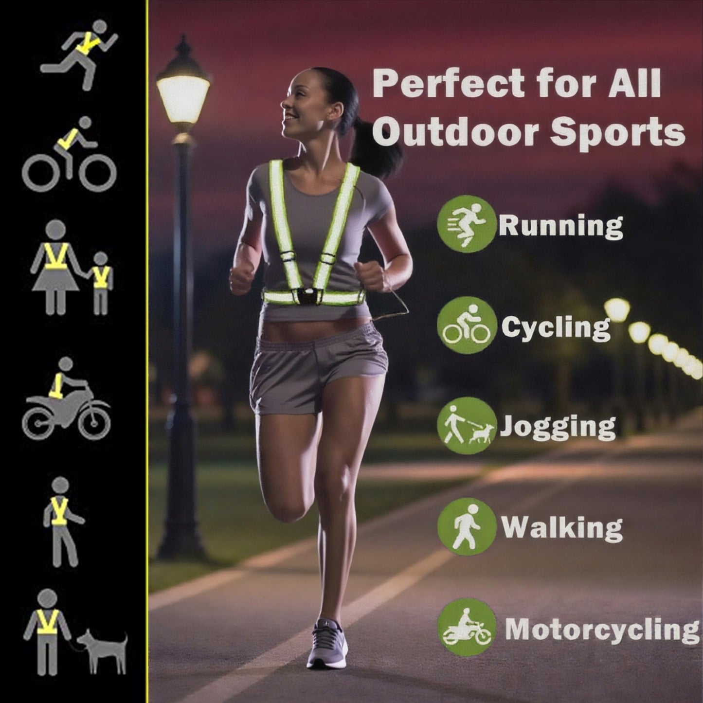YUNLOVXEE Reflective Strap Safety Vest Gear - 2-10 Pack Adjustable High Visible Reflective Running Gear for Women Men Night (Red x10)