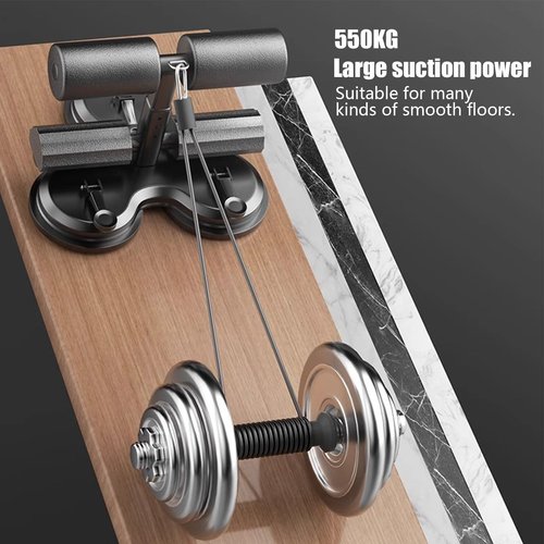 Sit Up Bars Floor, Push Ups Equipment with Strong Suction Cups, Multifunctional Portable Fitness Trainer, Compact Abs Assistant Device, Ideal for Men Women Indoor Outdoor Travel
