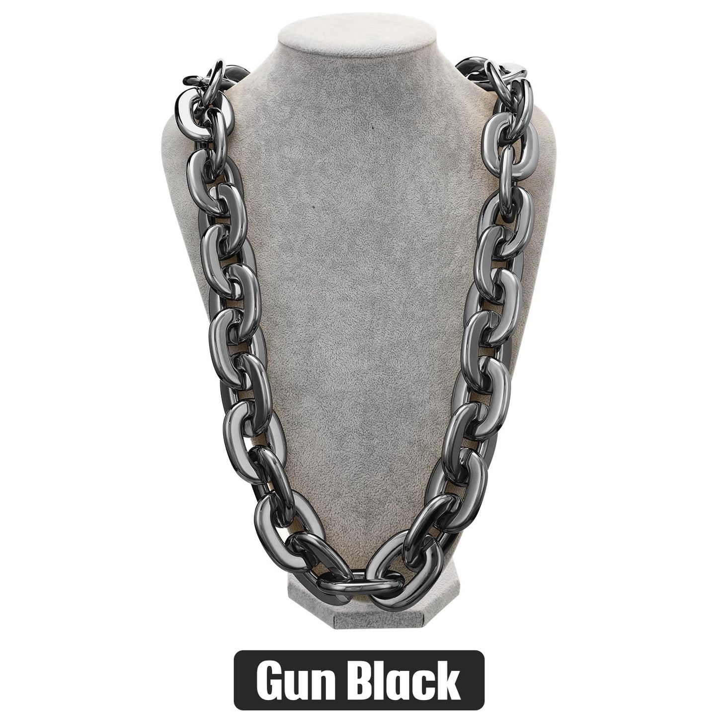 LCPQMZGH Jumbo Plastic Chain Necklace Hip Hop Rapper Gold Chain for Party Costume Accessory, 31.5Inch/35.4Inch/39.4Inch