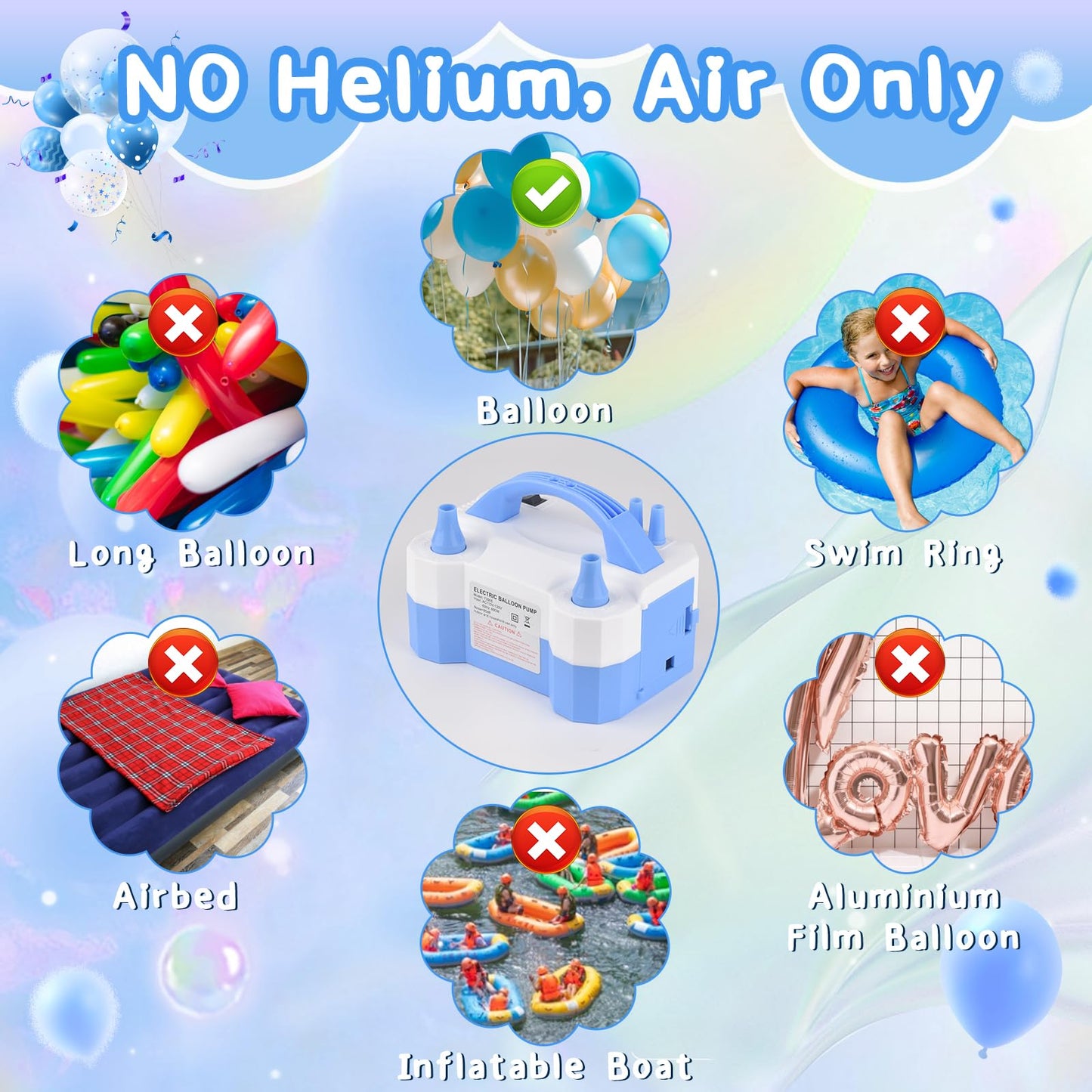 Electric Balloon Pump,Portable Electric Balloon Blower Machine Balloon Air Pump Dual Nozzle,for Birthday Shower Balloons Party Decorations