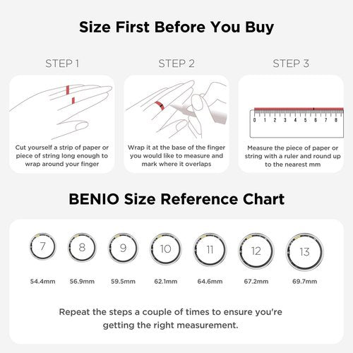 BENIO Ring Gen 2 Smart Ring, Step/Sleep/Blood Oxygen/Heart Rate Tracker for Women Men, Higher Waterproof Rating 5ATM Fitness Tracker,No Subscription Fee,for iPhone and Android (Size 8, Galaxy Sliver)
