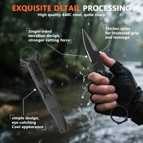 Camping Knife Fixed Blade Knife with Sheath 440C Razor Sharp Blade for Daily Life Camping Survival Hunting Collection Outdoor Work