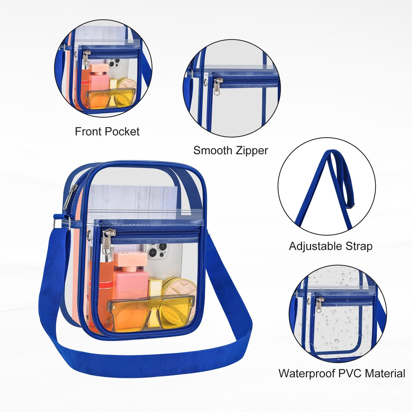 USPECLARE Clear Purse for Stadium Events Clear Messenger Bag for Men and Women