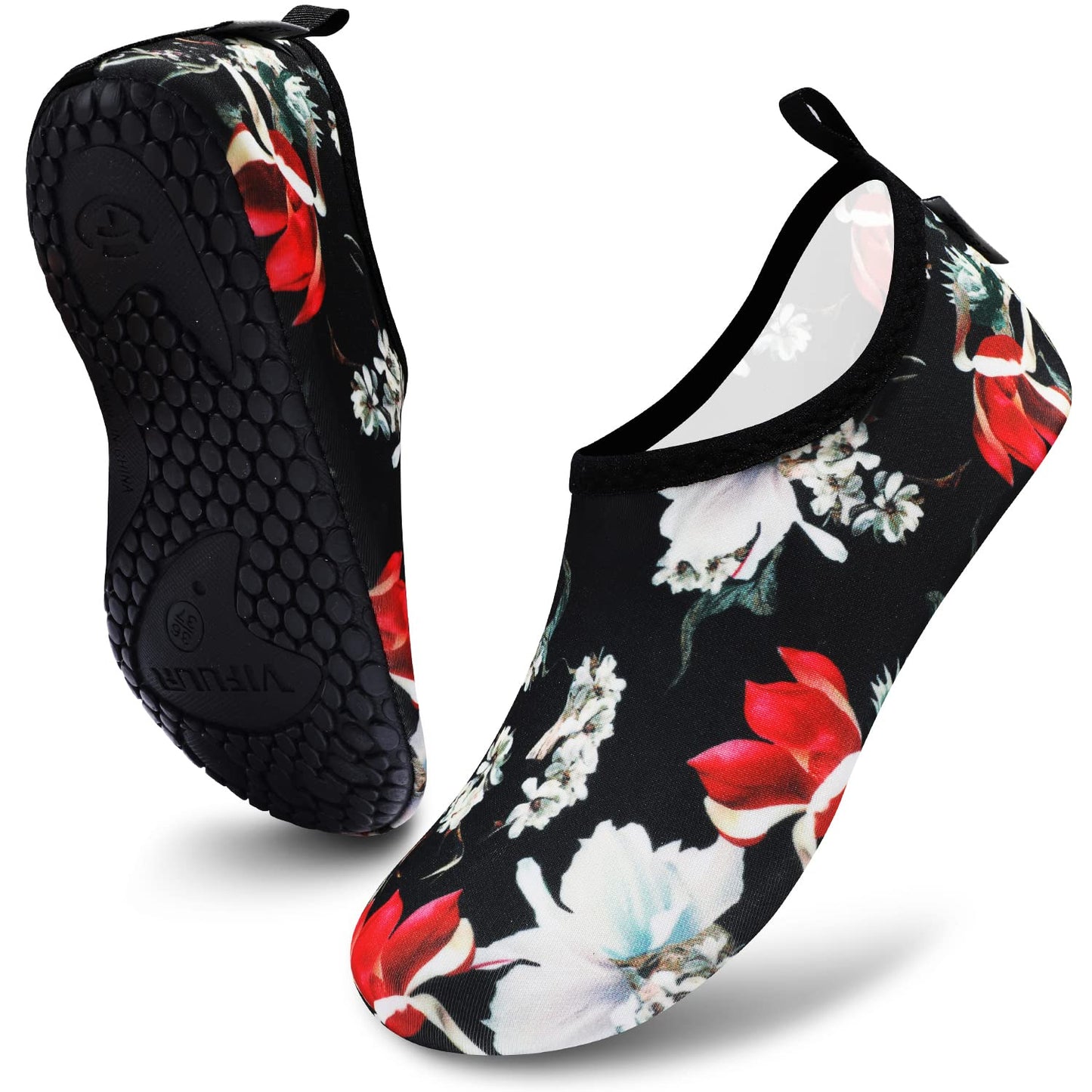 VIFUUR Water Sports Unisex Shoes Black Flower - 9-10 W US / 7.5-8.5 M US (40-41)