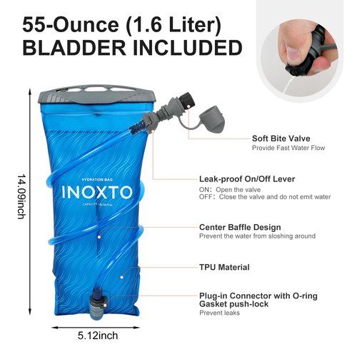 IX INOXTO Running Hydration Vest Backpack, Lightweight Water Backpack with 1.6L Water Bladder Daypack for Women Men,Adjustable Running Vest Pack for Trail Running Hiking Cycling Race Marathon (Gray)