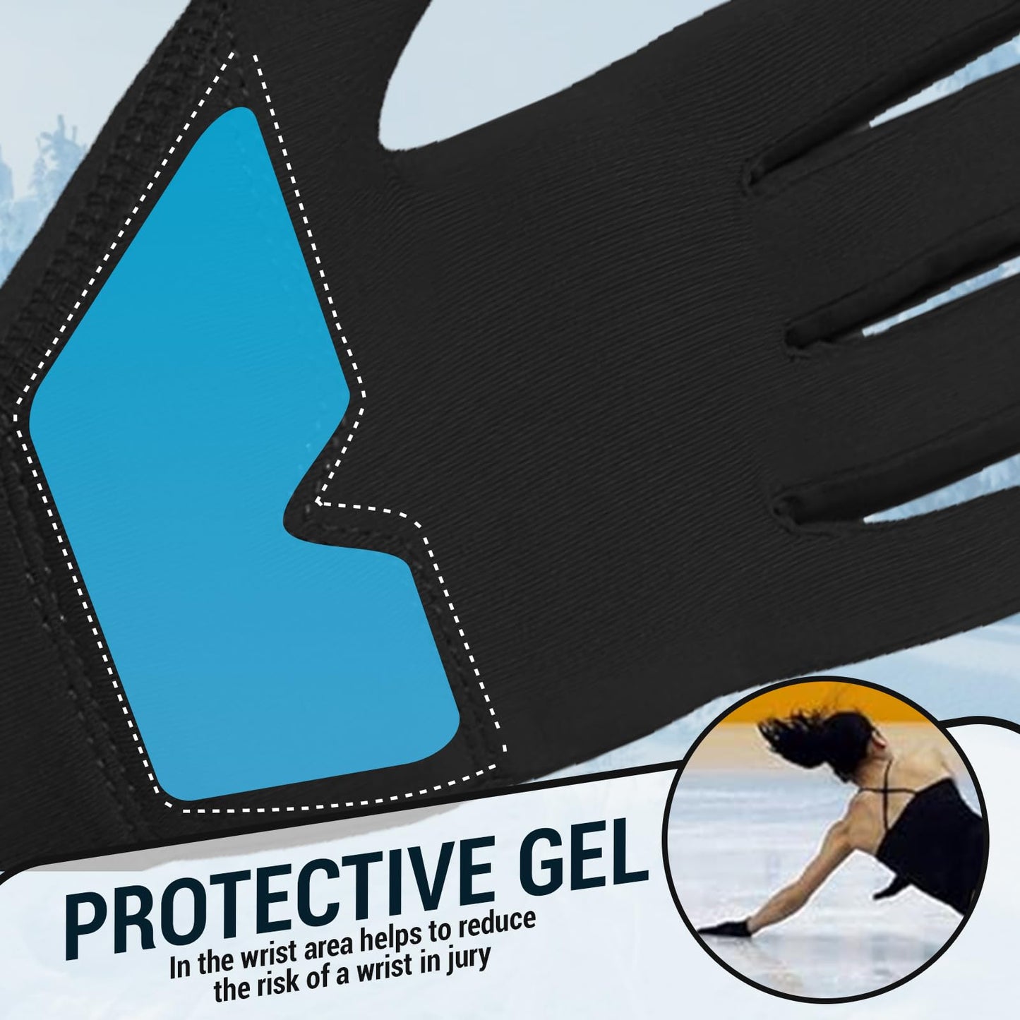 Kami-So Figure Skating Gloves for Competition | Ice Skating Gloves for Women | Gel Wrist Support | Padded Thermal Accessory | Figure Skate Practice Gear, Ice Skate Outfit | Black | Extra Small