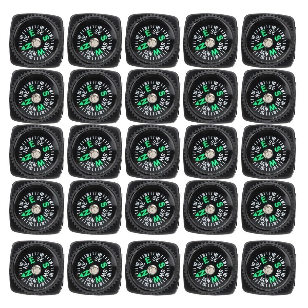 Chiffonade 25Pcs Mini Compass High Sensitivity Navigation Tool Compass for Outdoor Gear Camping Hiking Adventure Activities Accessory(Black)