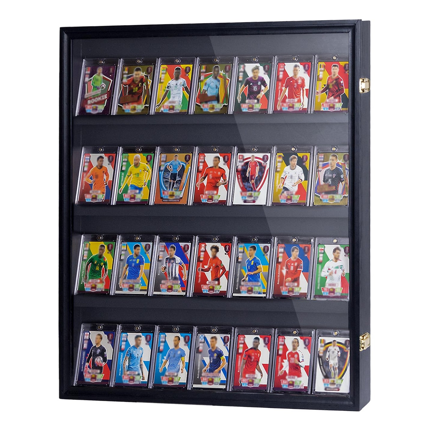 28 Graded Card Display Case,Wooden Wall Mount Football Card Display Case,Trading Card Display with UV Protection for Basketball Football Trading Cards Display Collectibles Souvenirs