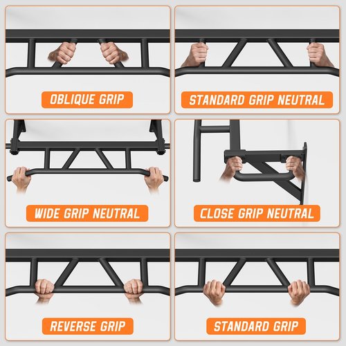 Jusgym Heavy Duty Pull Up Bar with 14 Grip Positions, Strength Training Pull-Up Bars for Home Gym, Wall Mounted, Joist Mounted Chin Up Bar with Reinforced Thick Metal Construction - Supports 600 lbs for Full-Body Workouts