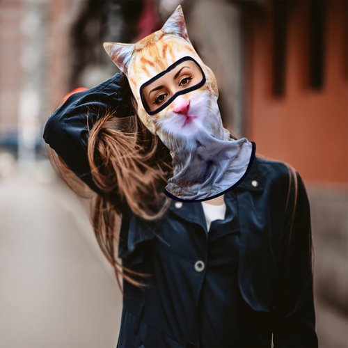 Persoshow 3D Cat Sheisty Ski Balaclava Face Mask with Ears Animal Ski Mask for Music Festivals Raves Ski Halloween Party Outdoor Activities