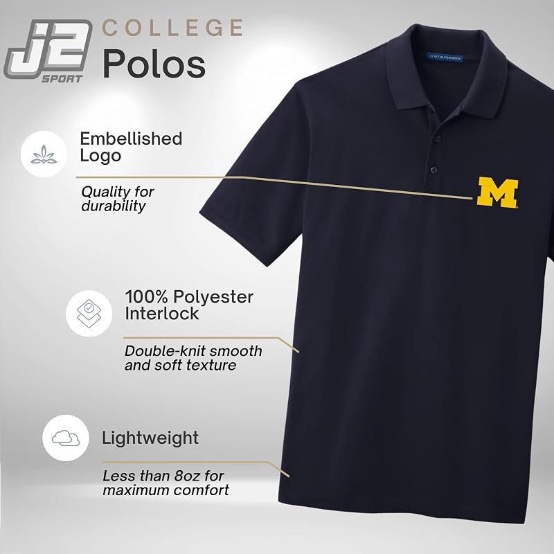 NCAA Collegiate Polo Shirt for Men – Large SMU – 100% Polyester Interlock