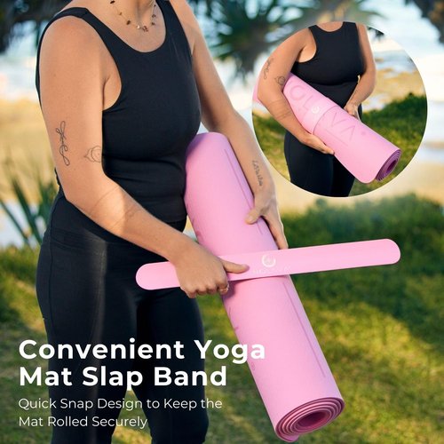 NOLAVA 6-Piece Pink Yoga Mat Set – Non-Slip Mat with Matching Kneeling Pad, Blocks, Strap & Slap Band – Complete Yoga Kit for Home Workouts & Beginners
