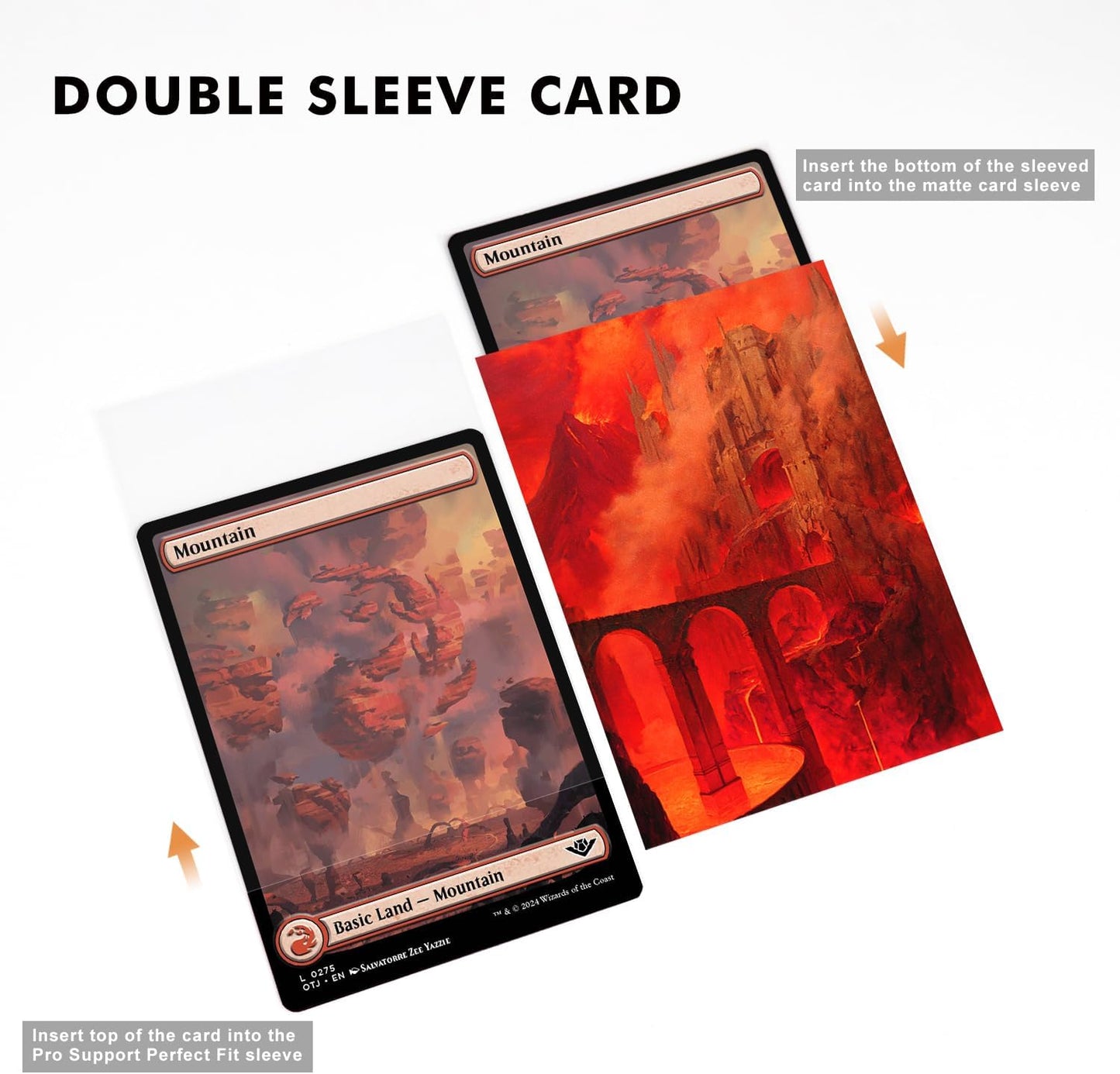 100 Card Sleeves for MTG with 100 Inner Sleeve, Textured Back Art Sleeves, Fit Standard Size Cards - Forest