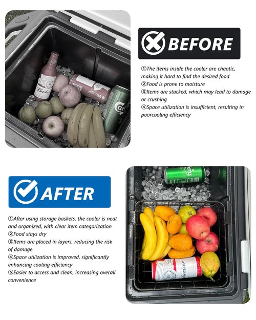 Cooler Basket for Ninja FrostVault 50qt Hard Cooler & 45qt/65qt Wheeled Cooler - Heavy-Duty Organizer Rack for Storage, Dry-Goods Basket for Perfect for Camping Trips or Outdoor Parties, Black