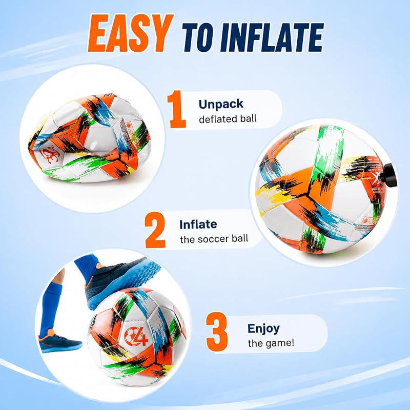 Soccer Ball Size 4 for Kids Youth 8-12 with Pump - Red 2 Pack