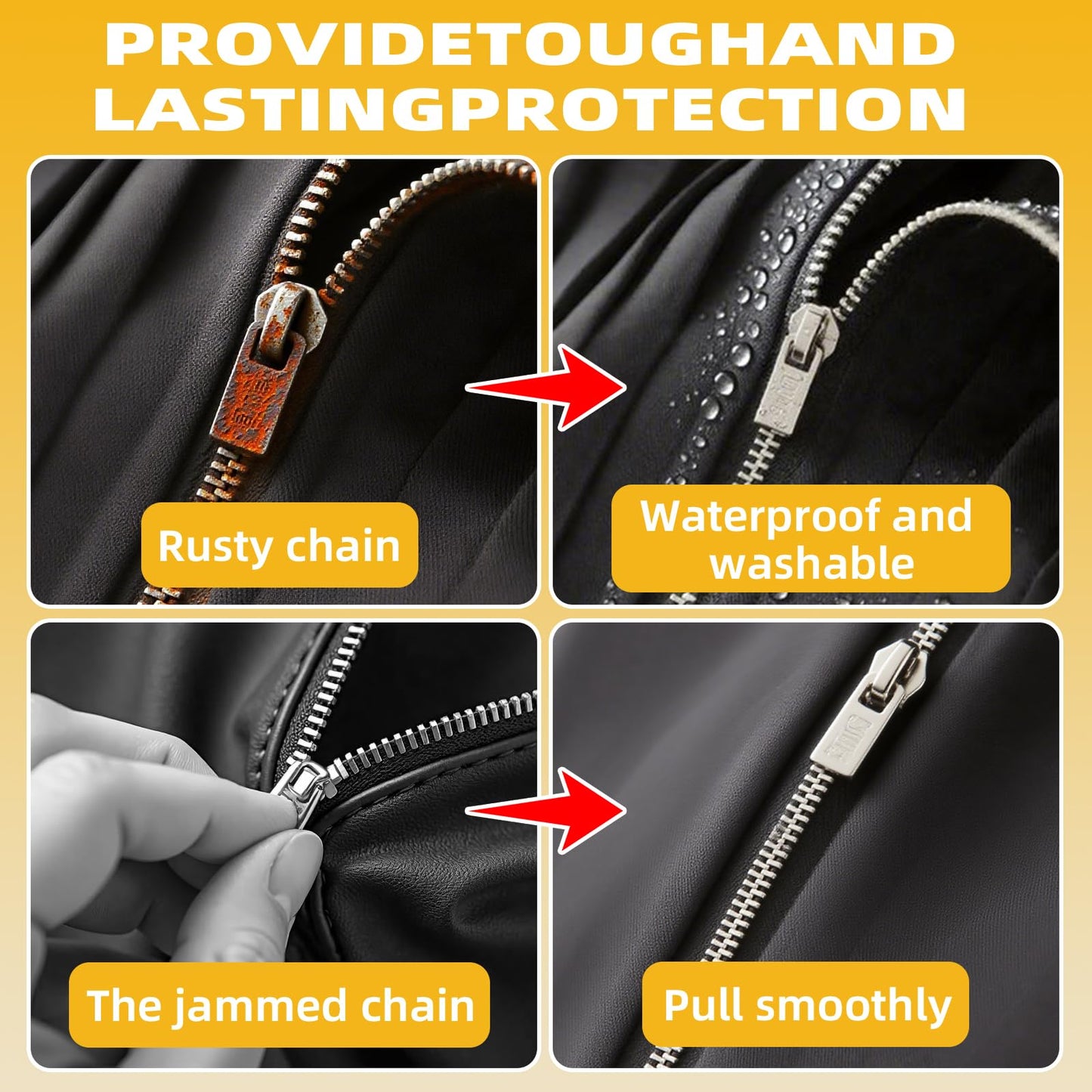 Zipper Lubricant 5 Pack with 2 Brushes – Clear Waterproof Zipper Grease for Metal & Plastic Zippers, Ideal for Wetsuits, Tents, Backpacks, Jackets & Outdoor Gear