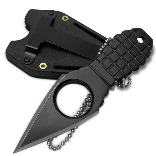 CIZPIROK Mini EDC Pocket Neck Knife with Chain and Sheath w/Pocket Clip, Ultra Small Fixed Blade Knives Tactical Necklace Knife for Men, Utility Box Cutter Outdoor Camping Backpacking Knives