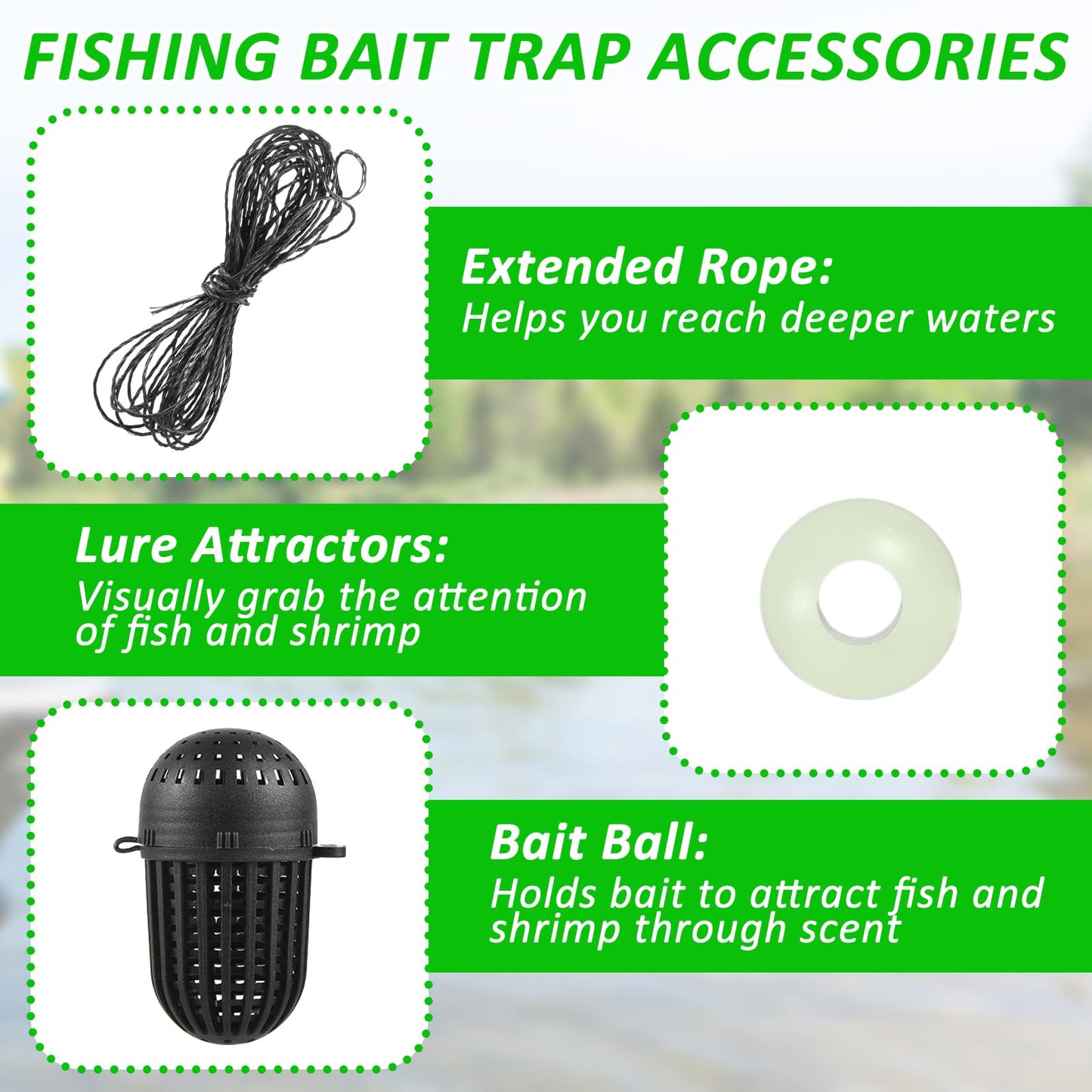 2PCS Fishing Bait Trap Crab Net 10 Holes and 2 PCS Square Crab Crawfish Trap Fishing Trap for Minnow Crawfish Shrimp Crawdad with Rope Large Fishing Net for Bait Fish