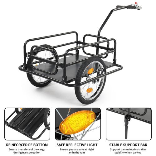 Ktaxon Foldable Bike Trailer, Bicycle Trailer with Unmatched Load Capacity, 16 Inch Pneumatic Tire, Universal Coupler, Foldable Frame and Safe Reflectors Design