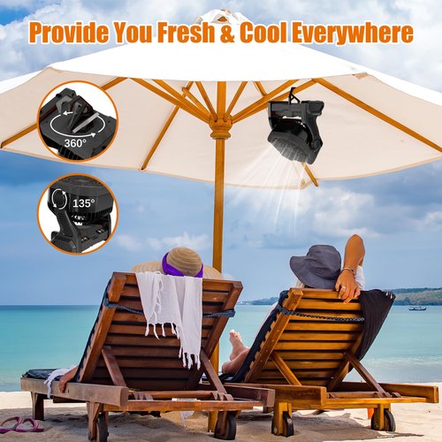 Sugoiti Portable Camping Fan 20000mAh Rechargeable Battery, 4-Speed Quiet Cooling Blower with LED Lantern, 4 Timing, Hanging Hook for Outdoor Picnic Tent Beach Fishing Black