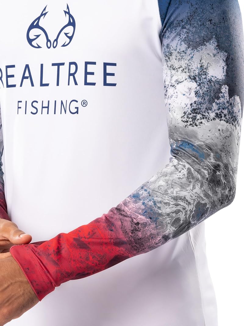 Realtree Men's Long Sleeve Patriotic Fishing Hoodie - White/Patriotic Large