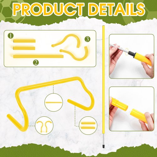 JellyArch Agility Training Equipment Soccer Speed Training Includes 4 Adjustable Soccer Agility Poles 4 Agility Hurdles 6 Soccer Cones for Youth Adults Athletes Football Soccer Training (Yellow)