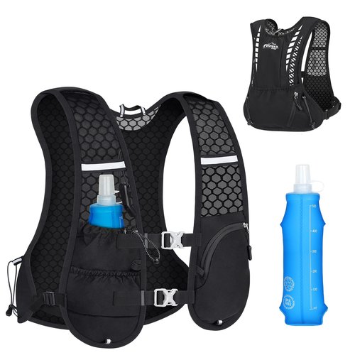 Running Hydration Vest, Lightweight Water Backpack for Running, Water Pack Backpack with 500ML TPU Hydro Water Flask, Water Vest for Running Women, Men