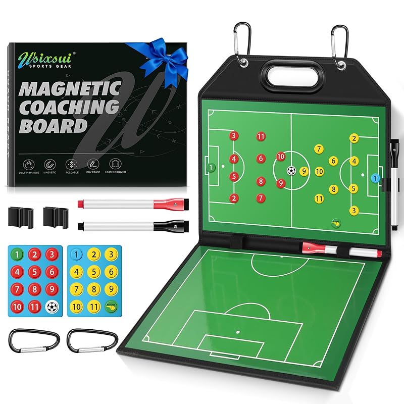 Foldable Soccer Coaching Board with Handle - Dual-Sided Magnetic Playboard (Variation: Soccer)