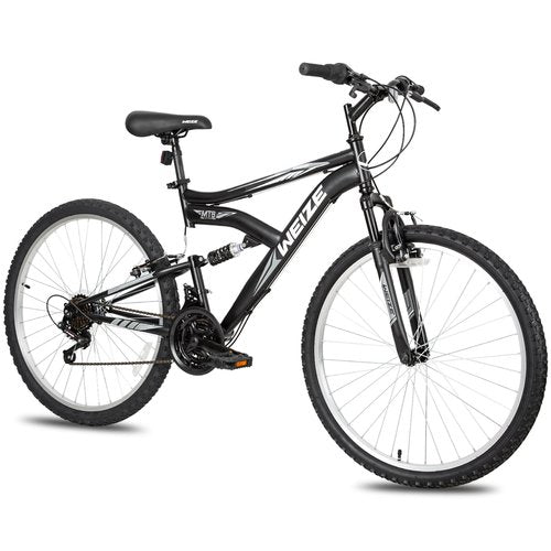 WEIZE Mountain Bike, 26 27.5 inch Outdoor Hybrid Bike,18-Speed/High-Carbon Steel/Dual Full Suspension, Adjustable Ergonomic Seat for Men Women Adult, MTB Bicycle with Suspension Fork,Sleek Colors