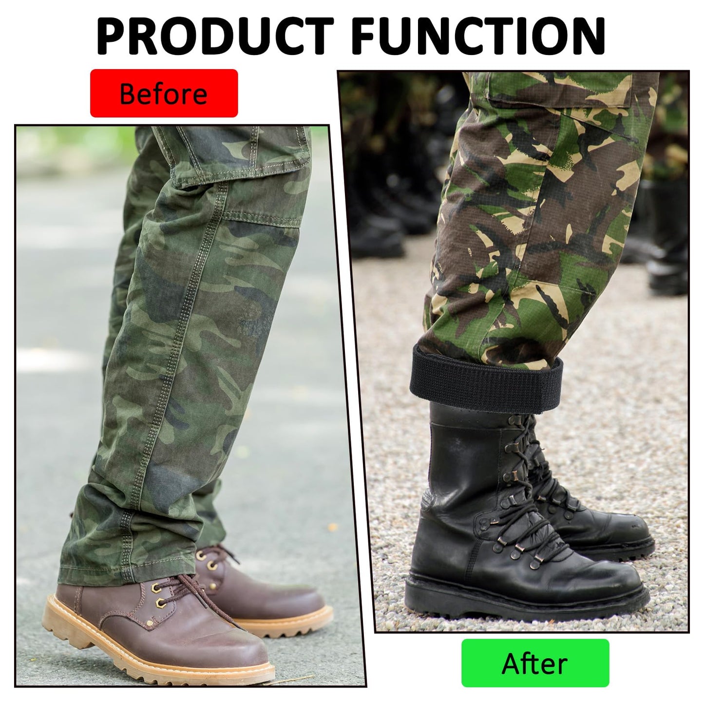 JIYIN 8 Pcs Cowboy Boot Straps, Ankle Strap Elastic Boot Blousers Black Adjustable Blousers with Hook and Loop for Gardening, Hiking, Cycling, Fishing, Hunting, Outdoor Activities