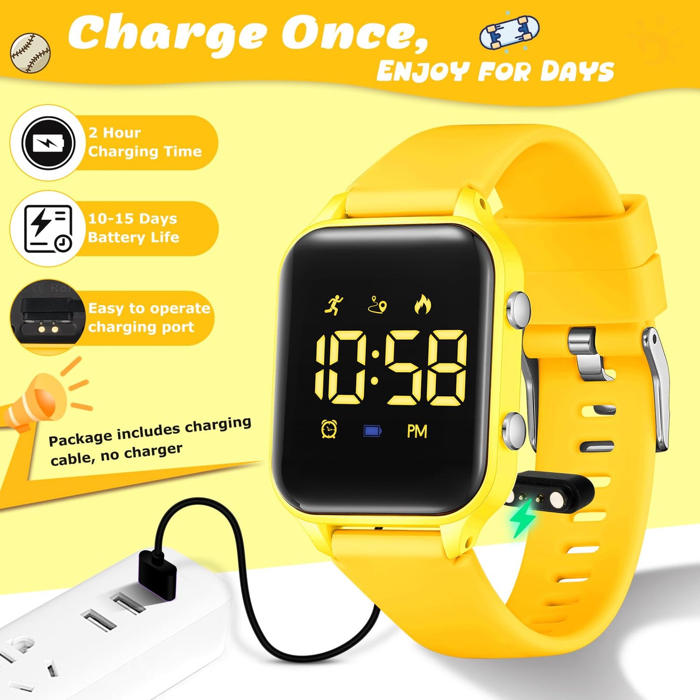 Timever Kids Digital Watches for Boys Girls, Sports Watch with Fitness Tracker, Pedometer, Alarm Clocks, Stopwatch, No App Needed Waterproof Kids Watch, Gift for Teens Student Girls Boys Ages 5-14