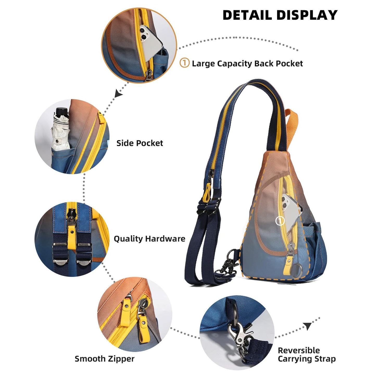 KL928 Sling Bag - Small Crossbody Backpack Shoulder Casual Daypack Rucksack for Men Women