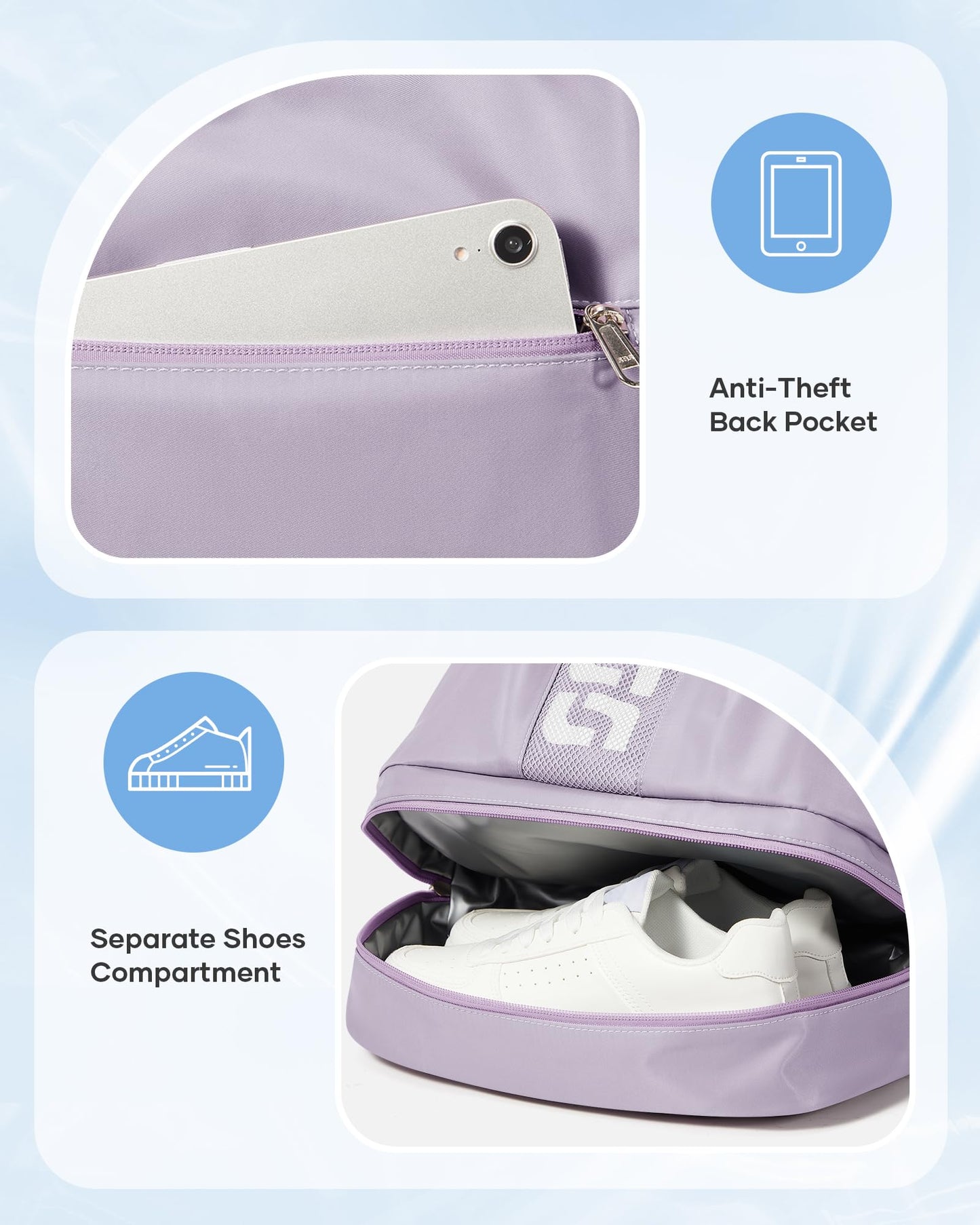 VENATIN Gym Backpack for Women with Shoe Compartment, Sport Backpack Casual Daypack for Girls, Small Cheer Bag Outdoor Leisure, Purple