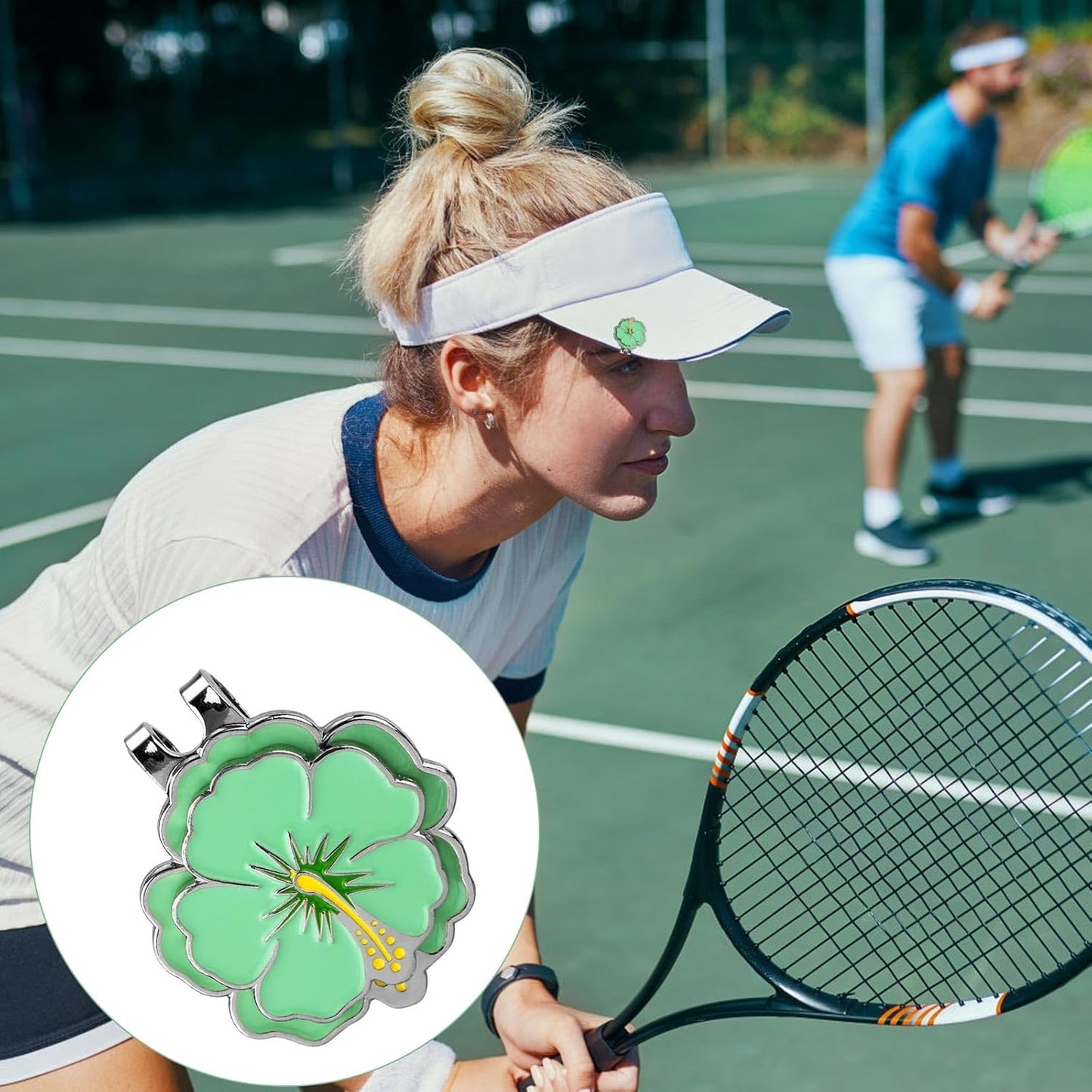 2pcs Magnetic Golf Ball Marker with Hat Clip, Flower Shape Golf Marker Magnet Set Cap Hat or Visor Clip Sports Bag Accessories for Women Men Golfer Friends Gift