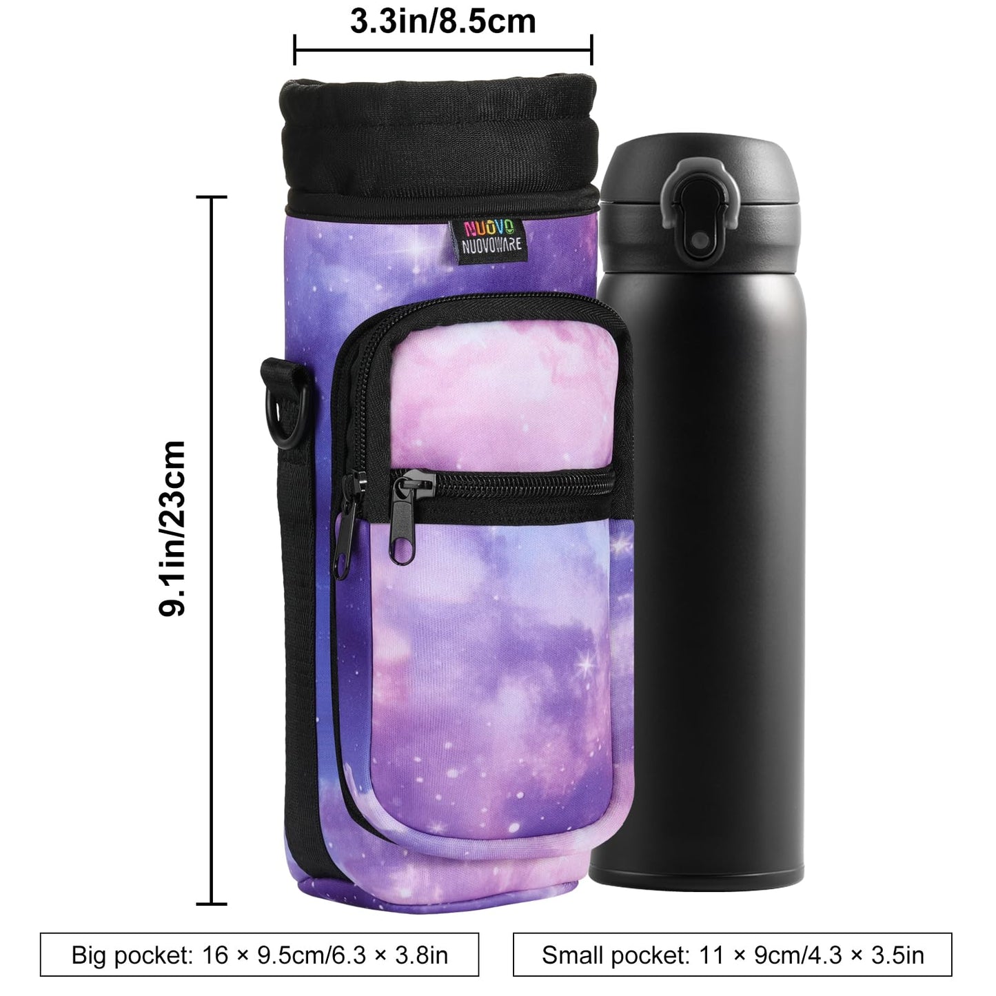 Nuovoware Water Bottle Carrier Bag,25oz/32oz,Pouch Holder,StarrySky Purple