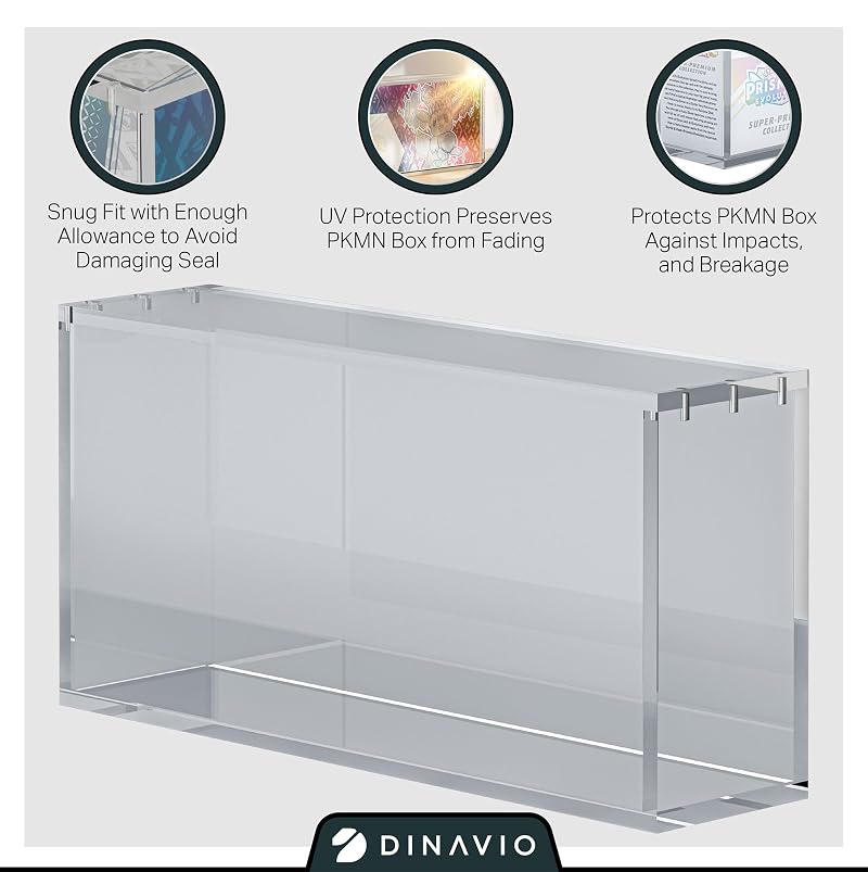 Prismatic Evolutions Acrylic Display Case 14.4 x 3.4 x 6.9 in with 8mm+5mm Thick, Magnetic Lid