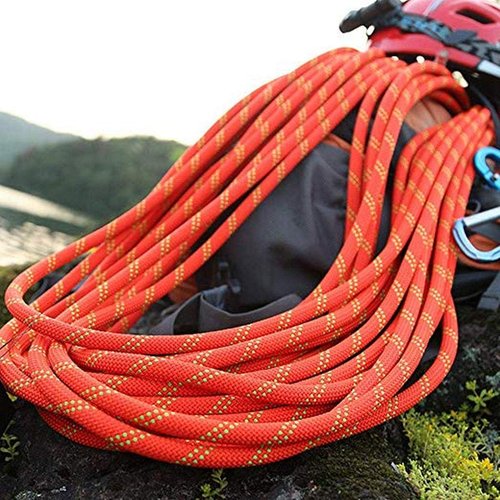 YUZENET Braided Polyester Arborist Rigging Rope (3/8 inch X 100 feet) High Strength Outdoor Rope for Rock Climbing Hiking Camping Swing, Orange/Black