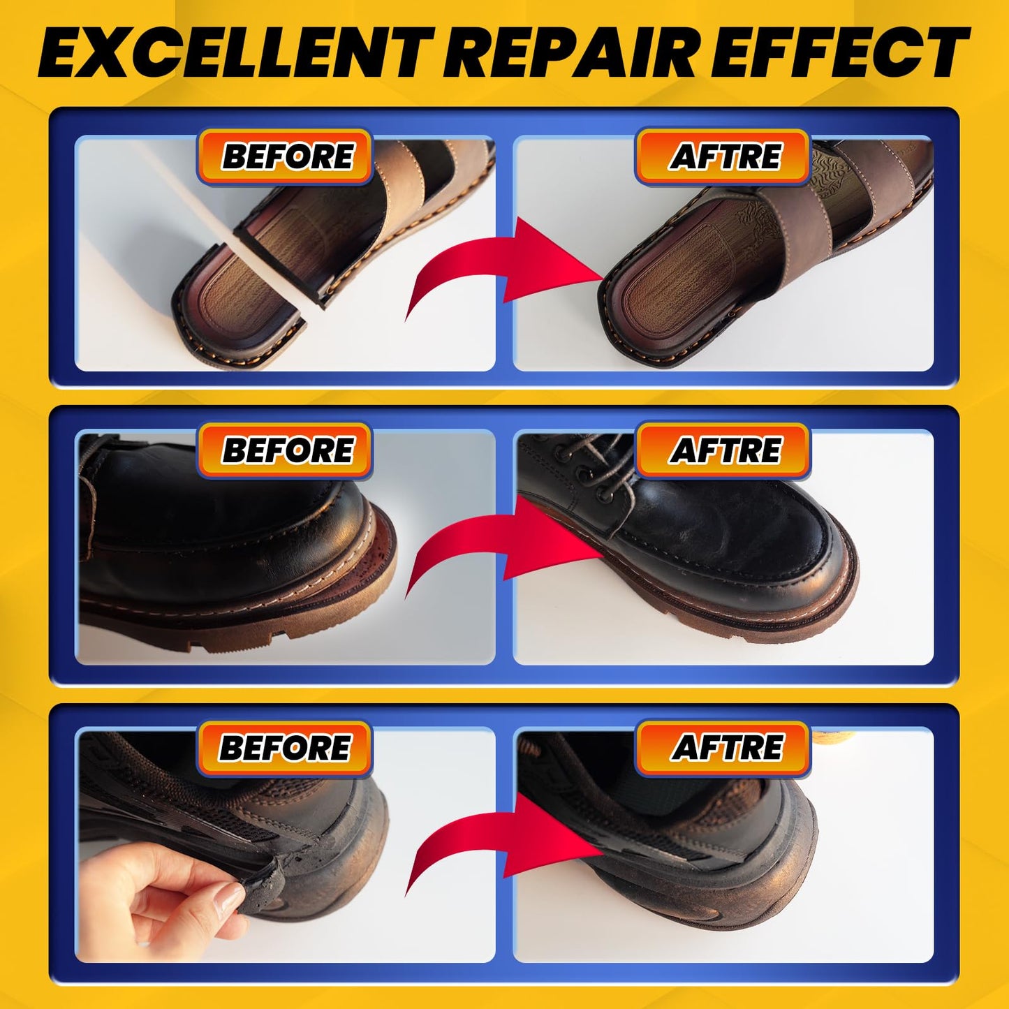 Shoe Glue Sole Repair, Heavy Duty Super Glue for Shoes Boot Sneakers Heels Waterproof, All Purpose Instant Cyanoacrylate Adhesive for Leather Rubber Bottom Soles Handbags, Flexible and Quick Dry